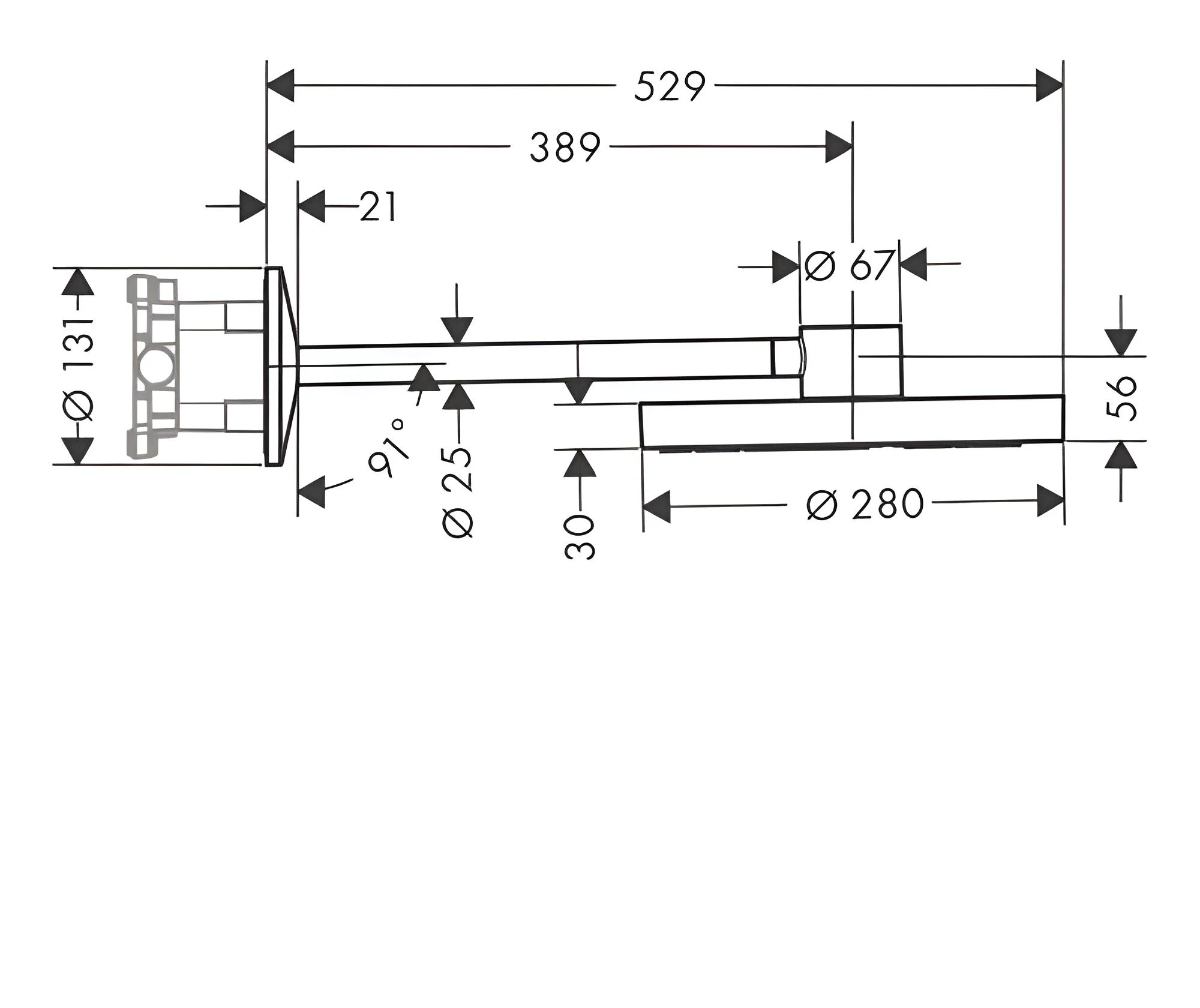 AXOR One Kopfbrause 280 2jet mit Brausearm Bild 2