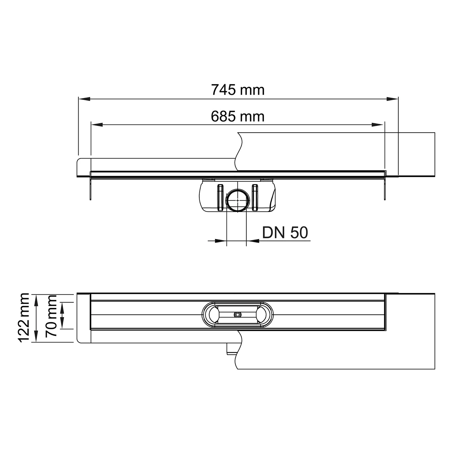 ACO ShowerDrain C Duschrinne mit Aufkantung, DN 50, L: 68,5 cm Bild 5