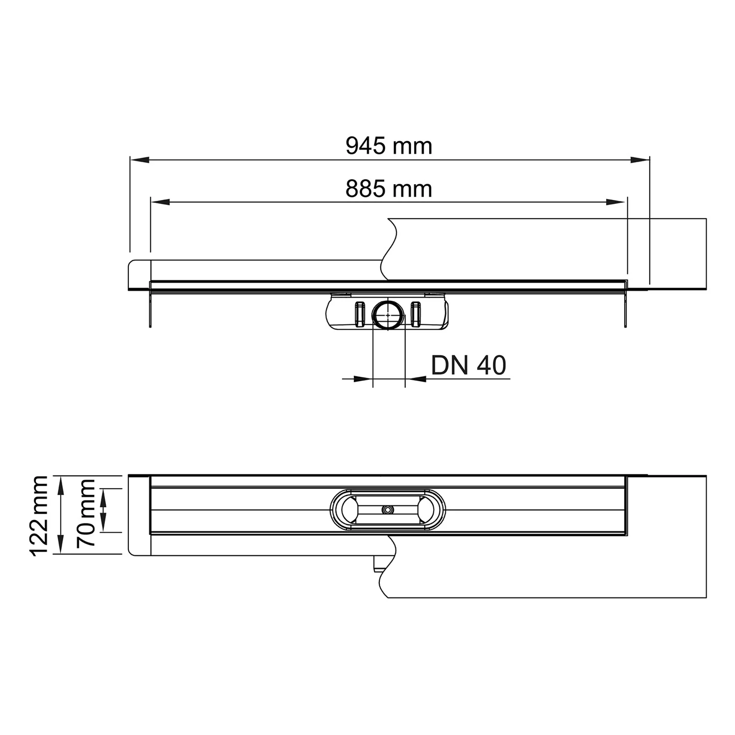 ACO ShowerDrain C Duschrinne mit Aufkantung, DN 40, L: 88,5 cm Bild 5