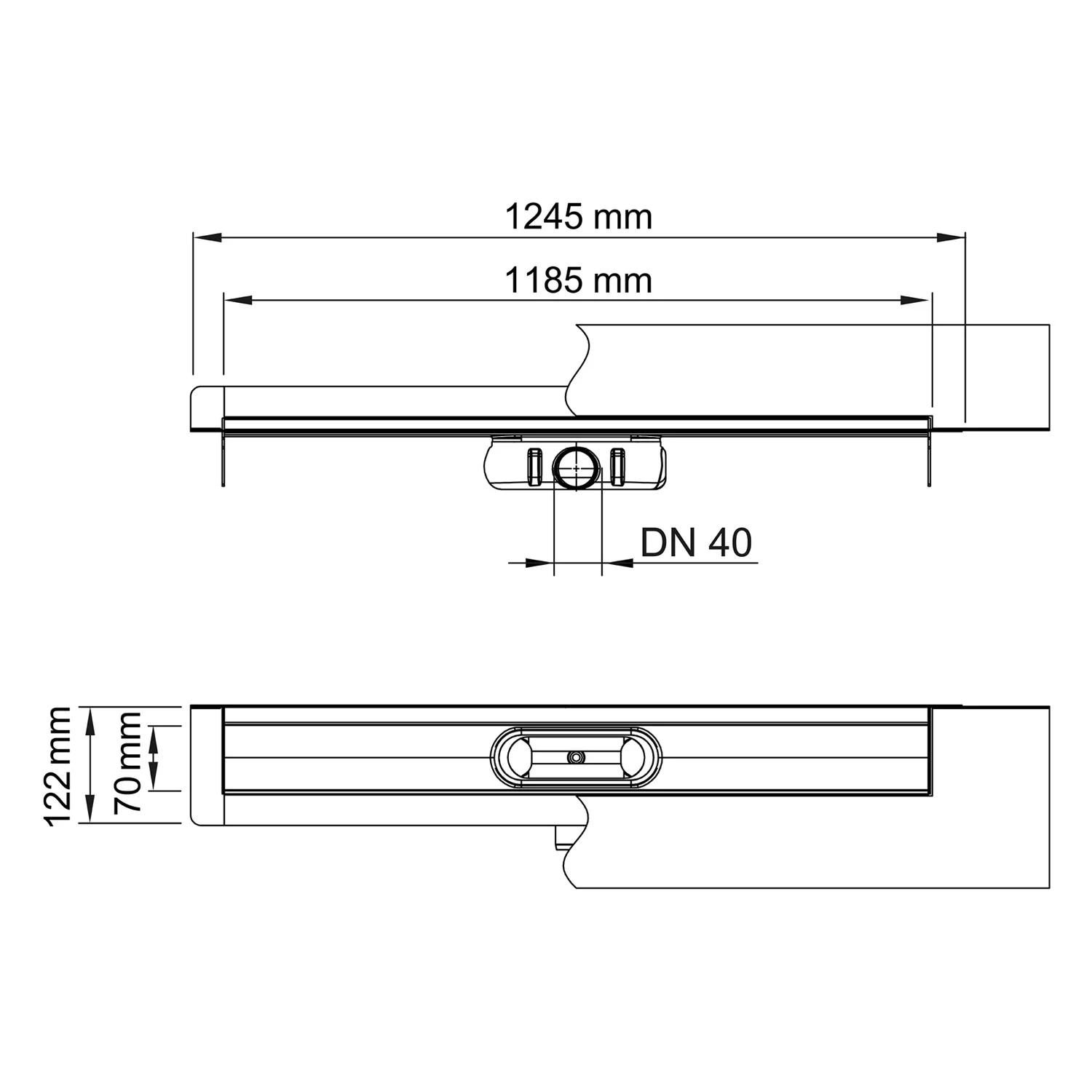 ACO ShowerDrain C Duschrinne mit Aufkantung, DN 40, L: 118,5 cm Bild 5