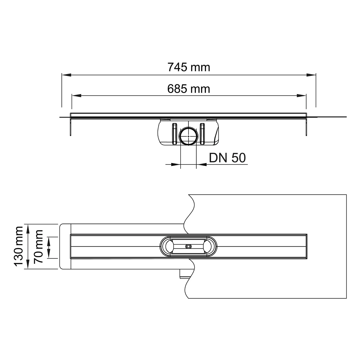 ACO ShowerDrain C Duschrinne ohne Aufkantung, DN 50, L: 68,5 cm Bild 5