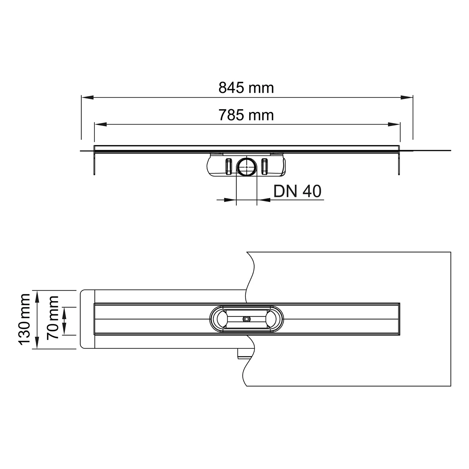 ACO ShowerDrain C Duschrinne ohne Aufkantung, DN 40, L: 78,5 cm Bild 5