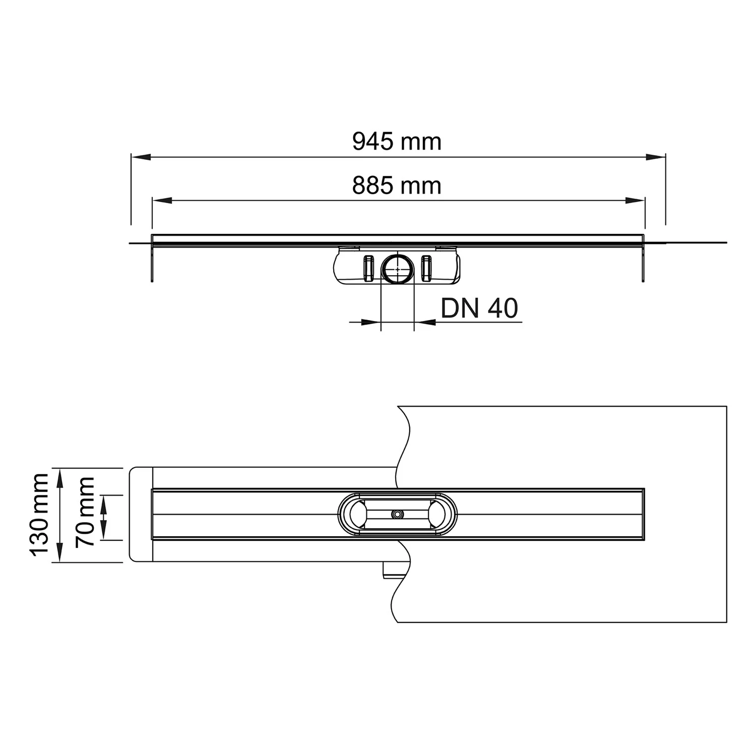 ACO ShowerDrain C Duschrinne ohne Aufkantung, DN 40, L: 88,5 cm Bild 5