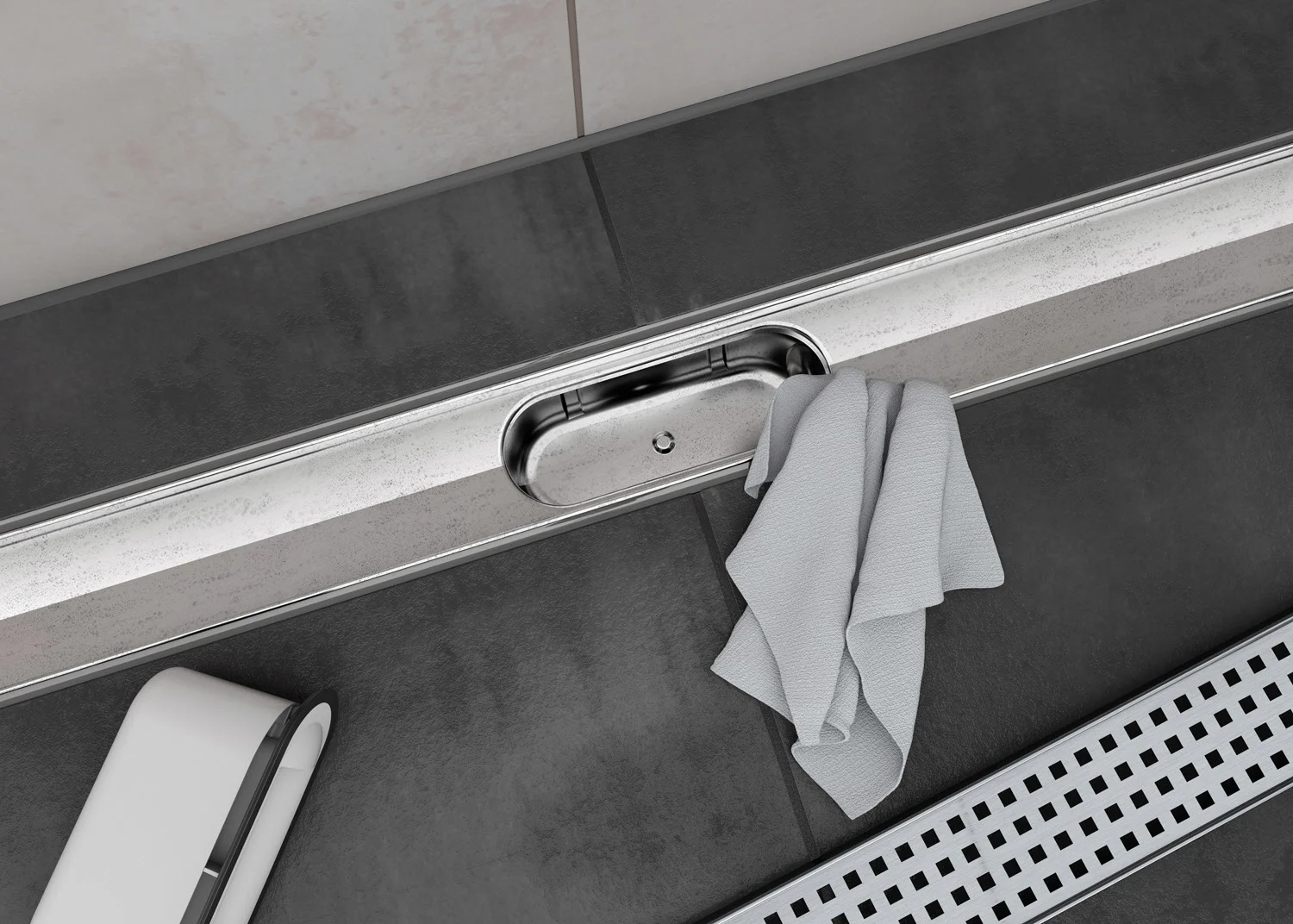 ACO ShowerDrain C Duschrinnen-Set mit Aufkantung, DN 40, Länge 68,5 cm inklusive Design-Rost Square Bild 2