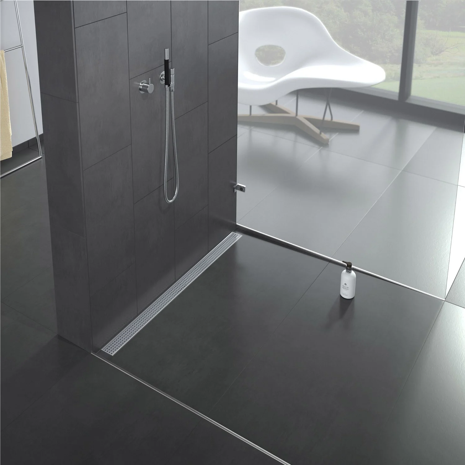 ACO ShowerDrain C Duschrinnen-Set mit Aufkantung, DN 40, Länge 68,5 cm inklusive Design-Rost Square Bild 6