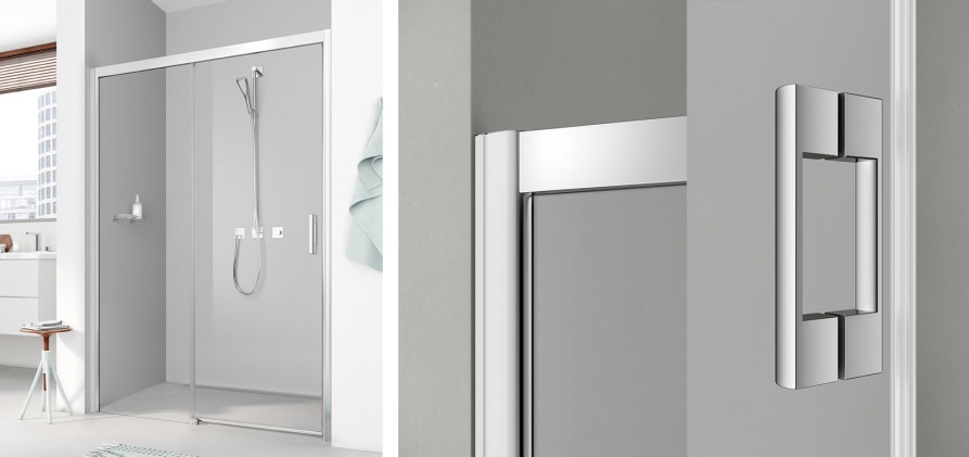 Gleitt&uuml;r 2-teilig bodenfrei mit Festfeld Modell PE D2R/L