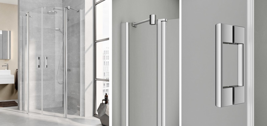 Viertelkreis-Duschkabine Pendeltüren mit Festfeldern