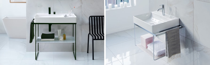 Metallkonsolen und Glaseinleger