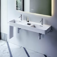 LAUFEN Val Doppelwaschtisch unterbaufähig 120 x 40 cm, mit 1 Hahnloch, mit Überlauf