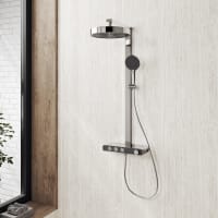 Kronenbach Aquivara Thermostat-Duschsystem Aufputz mit Ablage und 2-Funktions Kopfbrause Ø 31 cm