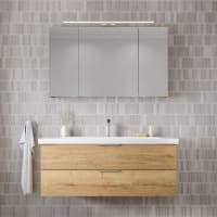 Steinkamp Living 2.0 / Villeroy & Boch Subway 3.0 Badmöbel Set 130 cm mit Spiegelschrank, 3 Türen