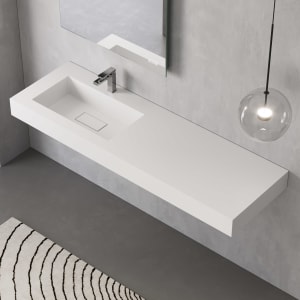 ALLUVION Eros Waschtisch 160 cm, mit Hahnloch, Becken links