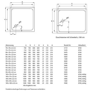 Bette Ultra Duschwanne superflach 90 x 85 x 2,5 cm