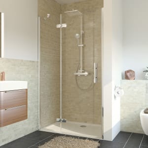 Breuer Avanta Pendeltür mit Festteil für Nische 90 cm, Anschlag links