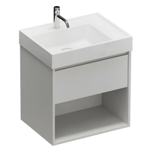 burgbad Devio Mineralguss-Waschtisch mit Unterschrank 60,5 cm, 1 Auszug