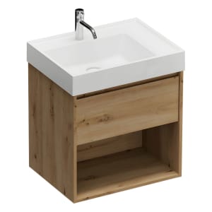 burgbad Devio Mineralguss-Waschtisch mit Unterschrank 60,5 cm, 1 Auszug