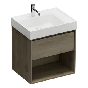 burgbad Devio Mineralguss-Waschtisch mit Unterschrank 60,5 cm, 1 Auszug