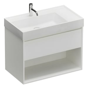 burgbad Devio Mineralguss-Waschtisch mit Unterschrank 80,5 cm, 1 Auszug