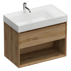 burgbad Devio Mineralguss-Waschtisch mit Unterschrank 80,5 cm, 1 Auszug
