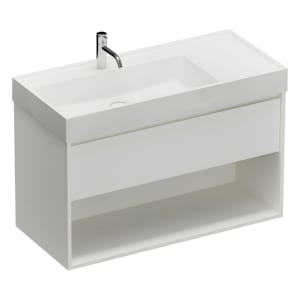 burgbad Devio Mineralguss-Waschtisch mit Unterschrank 100,5 cm, 1 Auszug