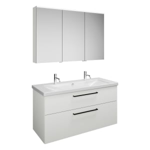 burgbad Eqio Möbelkombination inkl. Keramik-Doppelwaschtisch 123 cm rechts, mit Stangengriff G0234