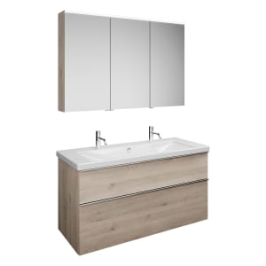 burgbad Eqio Möbelkombination inkl. Keramik-Doppelwaschtisch 123 cm links, mit Griffleiste G0251
