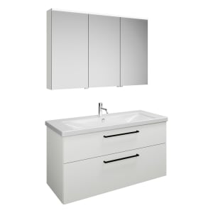 burgbad Eqio Möbelkombination inkl. Keramik-Waschtisch 123 cm, Doppeltür rechts, mit Stangengriff G0234