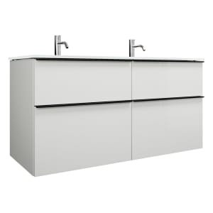 burgbad Eqio Waschtischkombination mit Glas- Doppelwaschtisch 122 cm, mit Griffleiste G0252