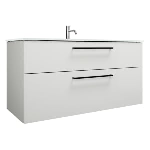 burgbad Eqio Waschtischkombination mit Glaswaschtisch 122 cm, mit Stangengriff G0234