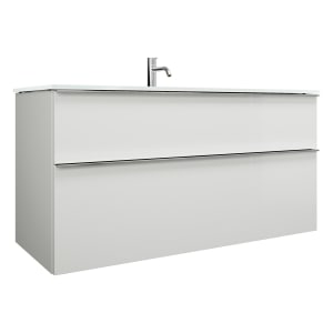 burgbad Eqio Waschtischkombination mit Glaswaschtisch 122 cm, mit Griffleiste G0251