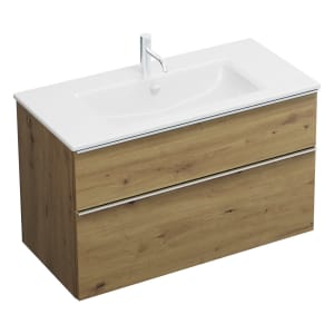 burgbad Eqio Waschtischkombination mit Keramik-Waschtisch Slim, 102 cm, mit Griffleiste G0251