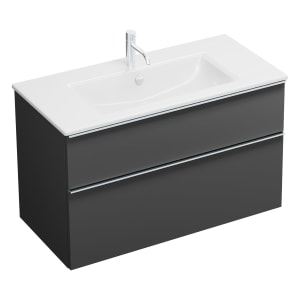 burgbad Eqio Waschtischkombination mit Keramik-Waschtisch Slim, 102 cm, mit Griffleiste G0251