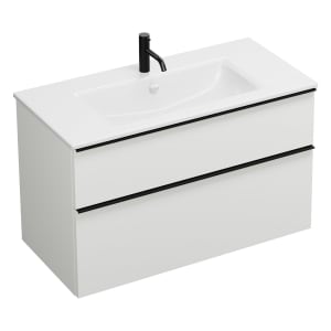 burgbad Eqio Waschtischkombination mit Keramik-Waschtisch Slim, 102 cm, mit Griffleiste G0252