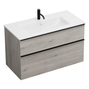 burgbad Eqio Waschtischkombination mit Keramik-Waschtisch Slim, 102 cm, mit Griffleiste G0252