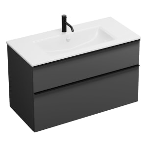 burgbad Eqio Waschtischkombination mit Keramik-Waschtisch Slim, 102 cm, mit Griffleiste G0252