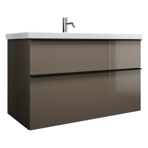 burgbad Eqio Waschtischkombination mit Keramik-Waschtisch, 103 cm, mit Griffleiste G0252