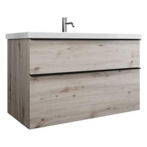 burgbad Eqio Waschtischkombination mit Keramik-Waschtisch, 103 cm, mit Griffleiste G0252