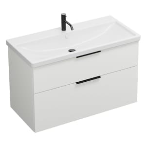 burgbad Eqio Waschtischkombination mit Keramik-Waschtisch, 103 cm, mit Griff G0200