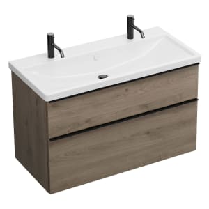 burgbad Eqio Waschtischkombination mit Keramik-Waschtisch, 103 cm, mit Griffleiste G0252