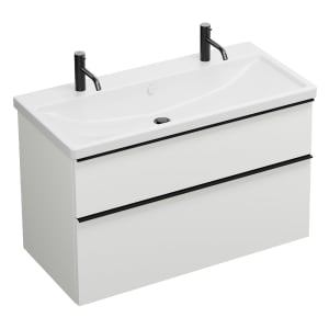 burgbad Eqio Waschtischkombination mit Keramik-Waschtisch, 103 cm, mit Griffleiste G0252