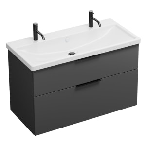 burgbad Eqio Waschtischkombination mit Keramik-Waschtisch, 103 cm, mit Griff G0200