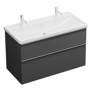 burgbad Eqio Waschtischkombination mit Keramik-Waschtisch, 103 cm, mit Griffleiste G0251