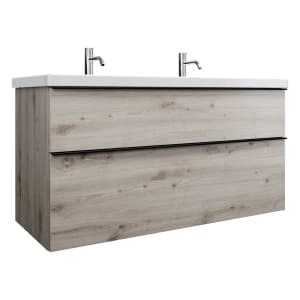 burgbad Eqio Waschtischkombination mit Keramik-Waschtisch, 123 cm, mit Griffleiste G0252