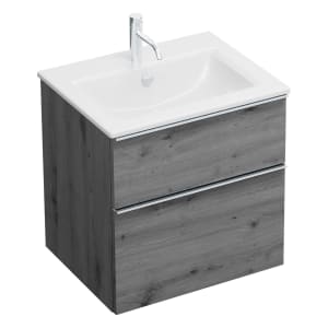 burgbad Eqio Waschtischkombination mit Keramik-Waschtisch Slim, 62 cm, mit Griffleiste G0251