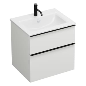 burgbad Eqio Waschtischkombination mit Keramik-Waschtisch Slim, 62 cm, mit Griffleiste G0252