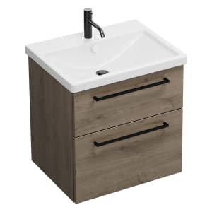 burgbad Eqio Waschtischkombination mit Keramik-Waschtisch, 63 cm, mit Stangengriff G0234