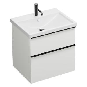 burgbad Eqio Waschtischkombination mit Keramik-Waschtisch, 63 cm, mit Griffleiste G0252