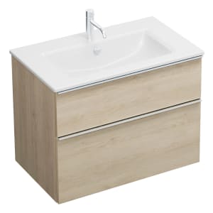 burgbad Eqio Waschtischkombination mit Keramik-Waschtisch Slim, 82 cm, mit Griffleiste G0251