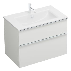 burgbad Eqio Waschtischkombination mit Keramik-Waschtisch Slim, 82 cm, mit Griffleiste G0251