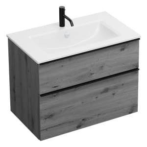 burgbad Eqio Waschtischkombination mit Keramik-Waschtisch Slim, 82 cm, mit Griffleiste G0252